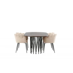 Stone Ovalt spisebordssæt - Beige og Mocca