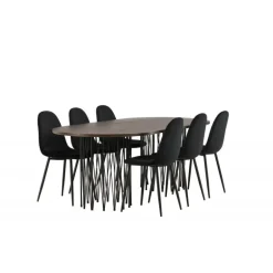 Stone Ovalt spisebordssæt - Sort og Mocca