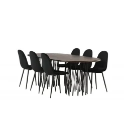 Stone Ovalt spisebordssæt - Sort og Mocca