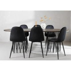 Stone Ovalt spisebordssæt - Sort og Mocca