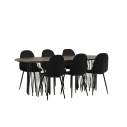 Stone Ovalt spisebordssæt - Sort og Mocca