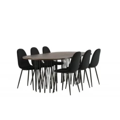 Stone Ovalt spisebordssæt - Sort og Mocca