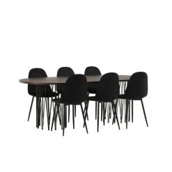 Stone Ovalt spisebordssæt - Sort og Mocca