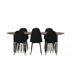 Stone Ovalt spisebordssæt - Sort og Mocca