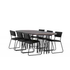 Stone Ovalt spisebordssæt - Sort og Mocca