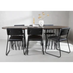 Stone Ovalt spisebordssæt - Sort og Mocca