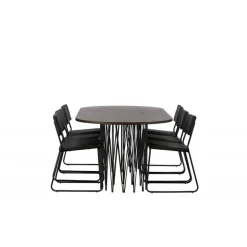 Stone Ovalt spisebordssæt - Sort og Mocca