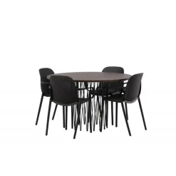 Stone Rundt Spisebordssæt - Sort og Mocca