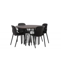 Stone Rundt Spisebordssæt - Sort og Mocca