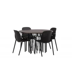 Stone Rundt Spisebordssæt - Sort og Mocca