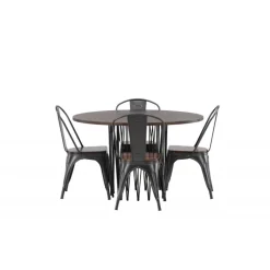 Stone Rundt Spisebordssæt - Mocca og Valnød