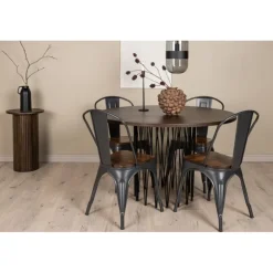 Stone Rundt Spisebordssæt - Mocca og Valnød