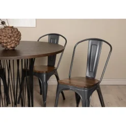 Stone Rundt Spisebordssæt - Mocca og Valnød