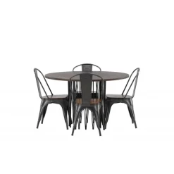 Stone Rundt Spisebordssæt - Mocca og Valnød