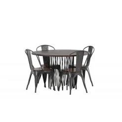 Stone Rundt Spisebordssæt - Mocca og Valnød