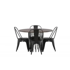 Stone Rundt Spisebordssæt - Sort og Mocca