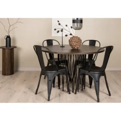 Stone Rundt Spisebordssæt - Sort og Mocca