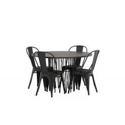 Stone Rundt Spisebordssæt - Sort og Mocca