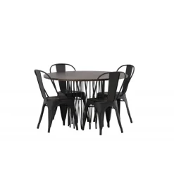 Stone Rundt Spisebordssæt - Sort og Mocca