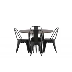 Stone Rundt Spisebordssæt - Sort og Mocca