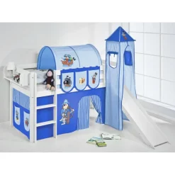 Sætpris Bumle halvhøj seng m. rutsch. - Blå pirat