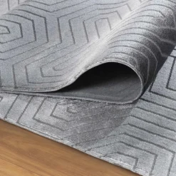 Style Kortluvet tæppe Ensfarvet - Grå