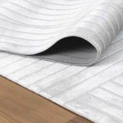 Style Kortluvet tæppe Ensfarvet - Sølv