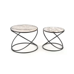 SUSANNA, sæt af to, Hvid marmor - Sort