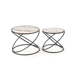 SUSANNA, sæt af to, Hvid marmor - Sort