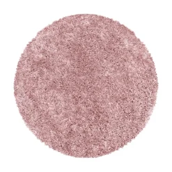 Sydney Rund Shaggy tæppe Ensfarvet - Rosa