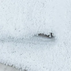 Sydney Rund Shaggy tæppe Ensfarvet - Hvid