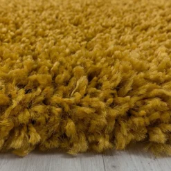 Sydney Rund Shaggy tæppe Ensfarvet - Guld