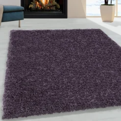 Sydney Shaggy tæppe Ensfarvet - Violet