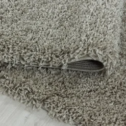 Sydney Shaggy tæppe Ensfarvet - Natur