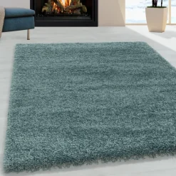 Sydney Shaggy Tæppeløber Ensfarvet - Aqua
