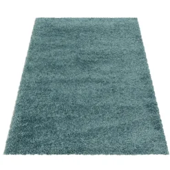 Sydney Shaggy Tæppeløber Ensfarvet - Aqua