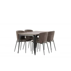 Tempe e Spisebordssæt - Mørkegrå og Valnød