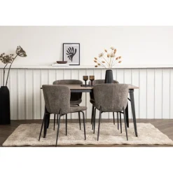 Tempe e Spisebordssæt - Mørkegrå og Valnød