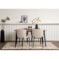 Tempe Spisebordssæt - Beige og Valnød