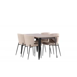 Tempe Spisebordssæt - Beige og Valnød