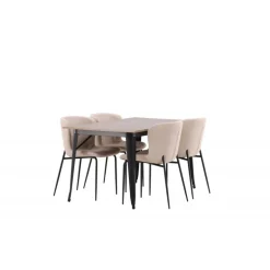 Tempe Spisebordssæt - Beige og Valnød