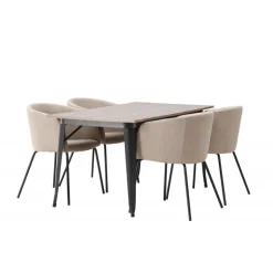 Tempe Spisebordssæt - Beige og Valnød