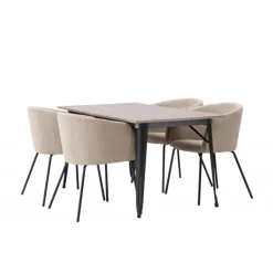Tempe Spisebordssæt - Beige og Valnød