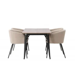 Tempe Spisebordssæt - Beige og Valnød