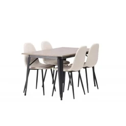 Tempe Spisebordssæt - Beige og Valnød