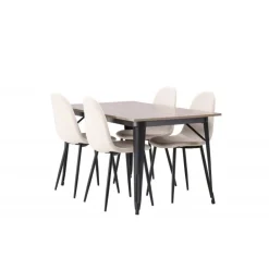 Tempe Spisebordssæt - Beige og Valnød