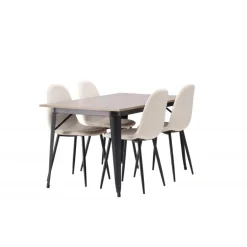 Tempe Spisebordssæt - Beige og Valnød