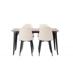 Tempe Spisebordssæt - Beige og Valnød