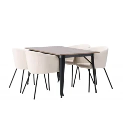 Tempe Spisebordssæt - Beige og Valnød
