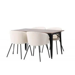 Tempe Spisebordssæt - Beige og Valnød